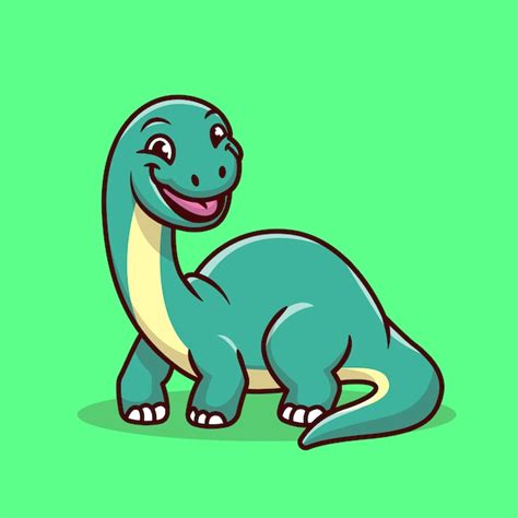 Premium Vector Cute Brontosaurus Smiling Cartoon Icon Illustration