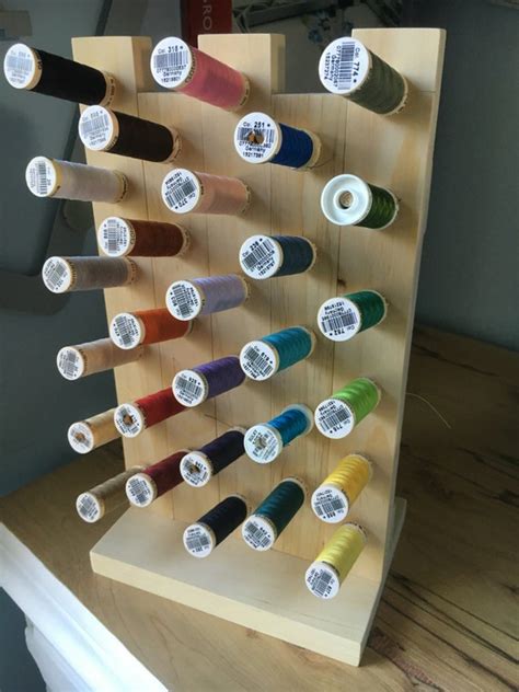 Wooden Tabletop Thread Storage Rack