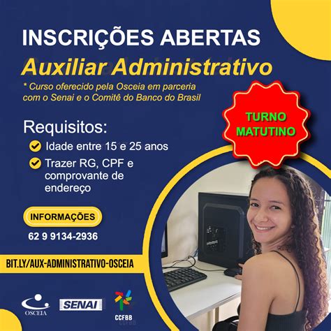 Inscri Es Abertas Para O Curso De Auxiliar Administrativo Osceia