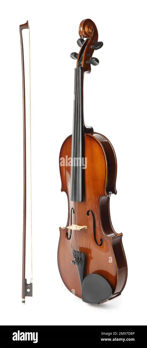 Beautiful Classic Violin And Bow On White Background Stock Photo Alamy