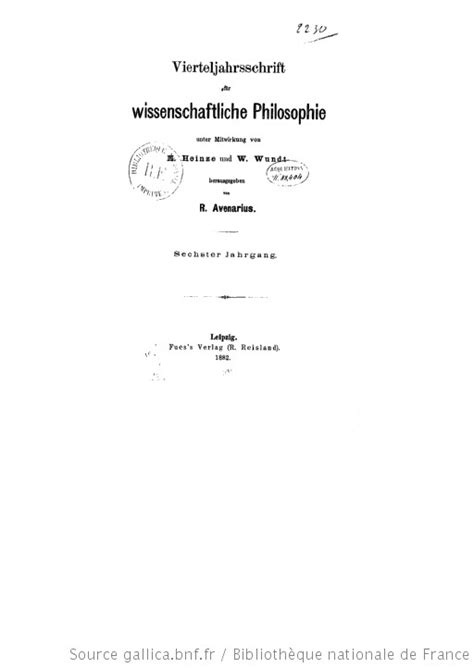 Vierteljahrsschrift für wissenschaftliche Philosophie herausgegeben