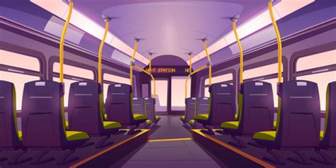 Empty school bus interior with book on seat Vector Image