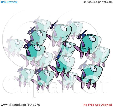 Royalty-Free (RF) Clip Art Illustration of a Cartoon School Of Fish by toonaday #1046779