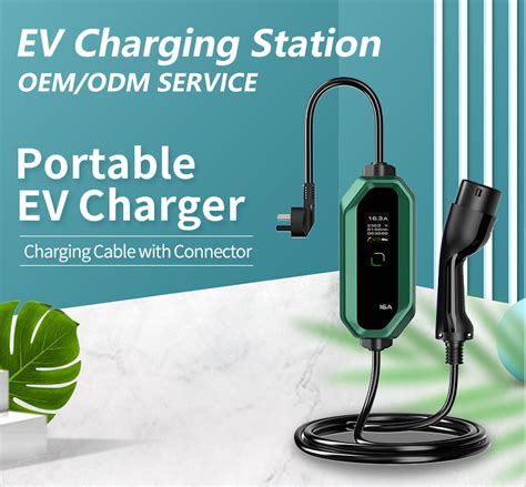 Adjustable Current 16a 32a Level 2 Portable Ev Charger Station Type 2