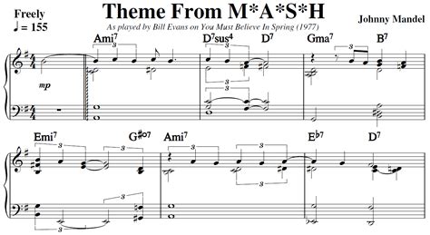 Theme From M*A*S*H Jazz Script? Buy the Bill Evans transcription here!