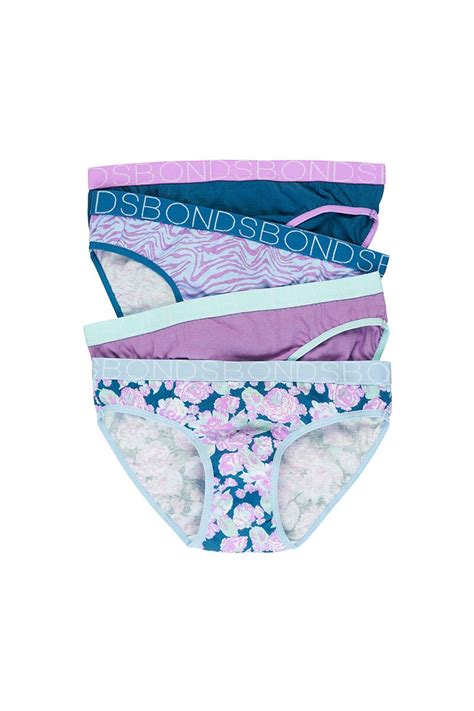 BONDS Girls Bikini 4 Pack UXYH4A Grandiflora Purple Multi