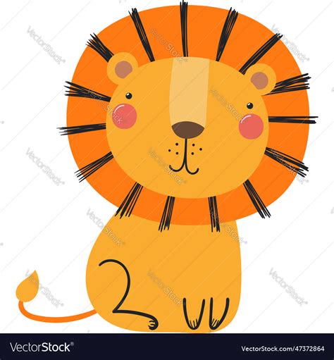 Cute Funny Lion Cartoon Character Royalty Free Vector Image