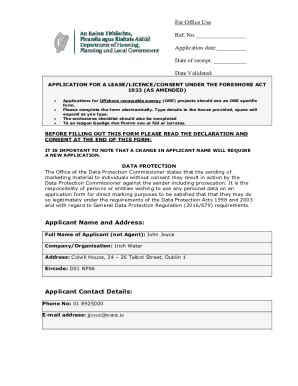 Fillable Online Arklow WwTP Standard Application Form Pdf Fax Email