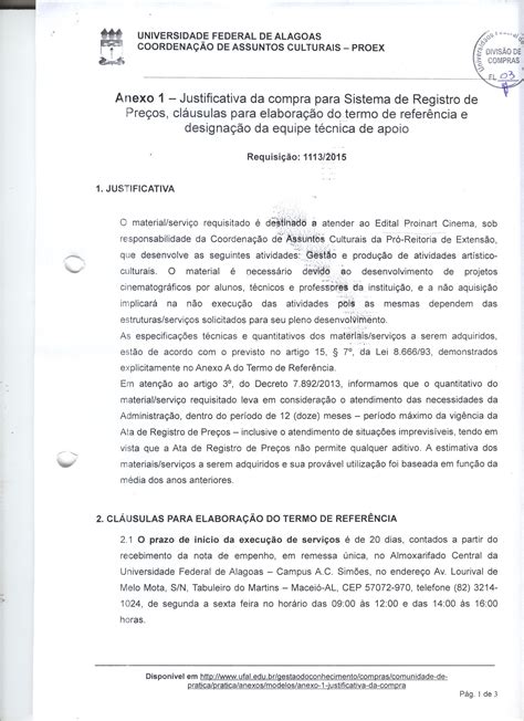 Justificativa De Aquisi O Universidade Federal De Alagoas