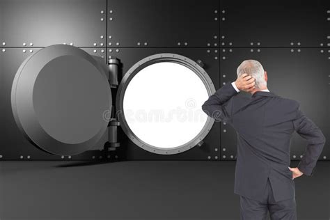 Rear View Of Doubtful Mature Businessman Stock Image Image Of Open