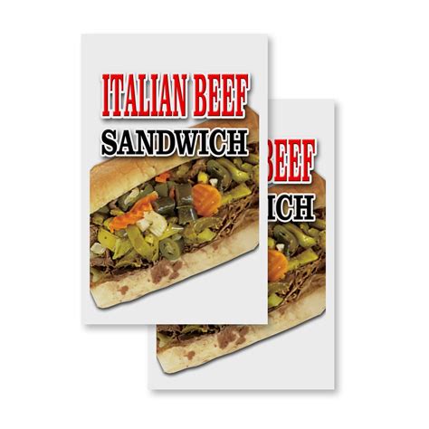 Italian Beef Sandwich 2 Pack 24 X 36 Vinyl Decals Sign Insert