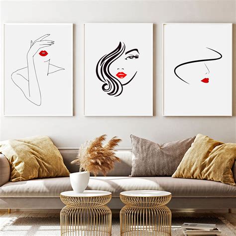 Minimalist Line Art Prints Abstract Women Empowering Wall Etsy