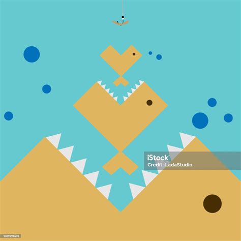 Ikan Besar Makan Ilustrasi Vecter Ikan Kecil Ilustrasi Stok Unduh