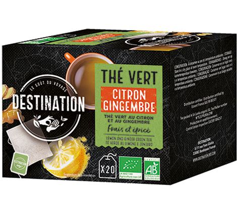 Sachets Th Vert Citron Gingembre Bio Destination