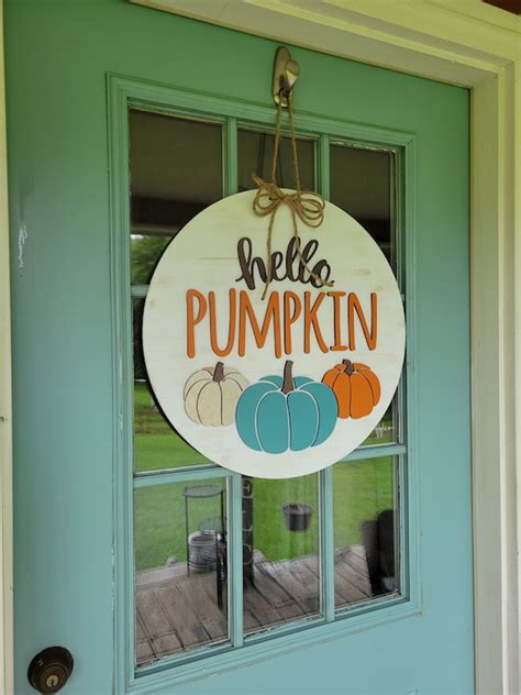 Hello Pumpkin Door Hanger Fall Craft Etsy