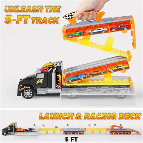 Joyin Carrier Truck Toys For Kids 12 Die Cast Metal Toy Cars With 2