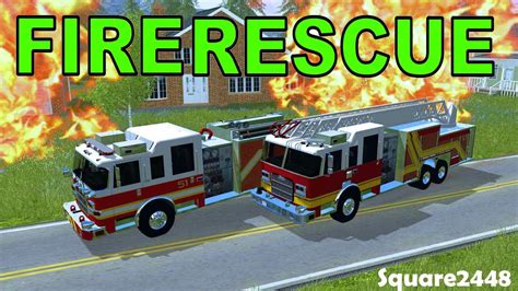 Farming Simulator 17 Fire Rescue Bus And House Fire Ladder Truck Youtube