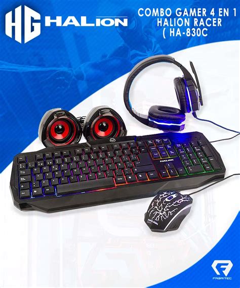 Combo Gamer 4 En 1 Halion Racer Ha 830c Teclado Mouse Audifono Padmouse Parlante