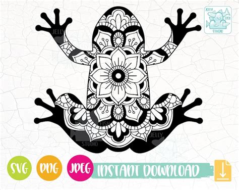 Frog Svg Frog Mandala Svg Frog Zentangle Svg Yoga Mandala Etsy