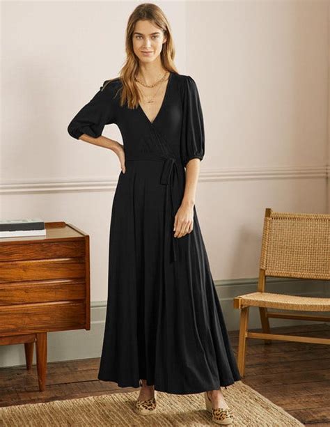 Fixed Wrap Jersey Maxi Dress Black Boden Us