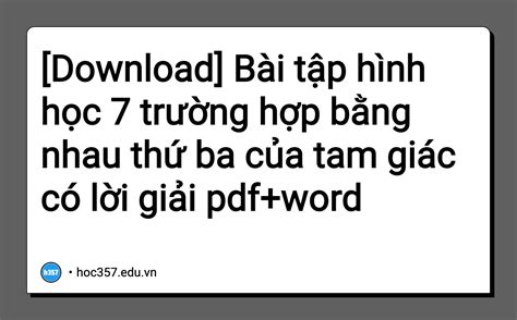 Hình Minh Họa Bài Tập Hình Học 7 Trường Hợp Bằng Nhau Thứ Ba Của Tam