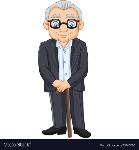 Cartoon Senior Elderly Old Man Royalty Free Vector Image