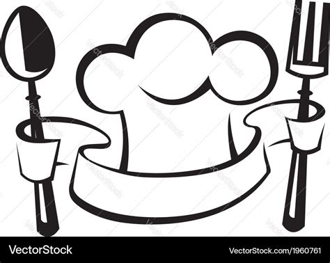 Chef Hat Spoon And Fork Royalty Free Vector Image