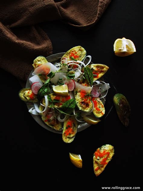 Recipe Wasabi Baked Green Mussels Rolling Grace