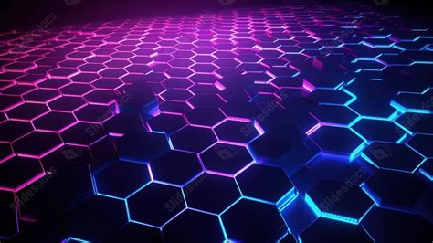 D Hexagon Wallpaper With Led Lights Powerpoint Background For Free