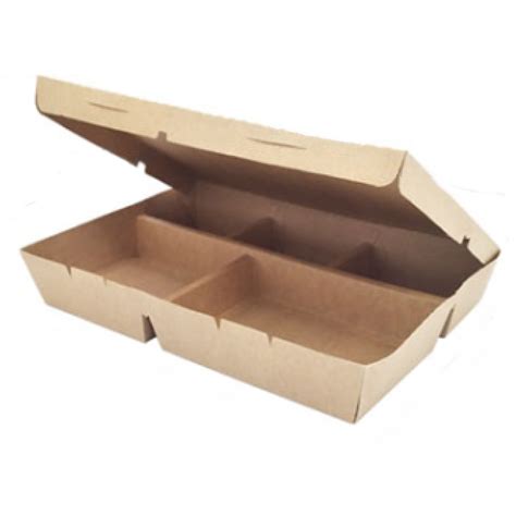 Disposable Kraft Paper Fast Food Box Packaging Paper Boxes 2345 Compartment Takeout Container