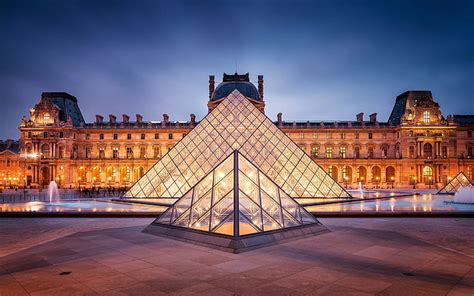 HD wallpaper: Paris, France, Louvre, city, lights, night, pyramid ...