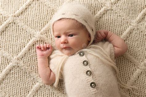 Adorable Little Baby Lying On Blanket Stock Image Image Of Background