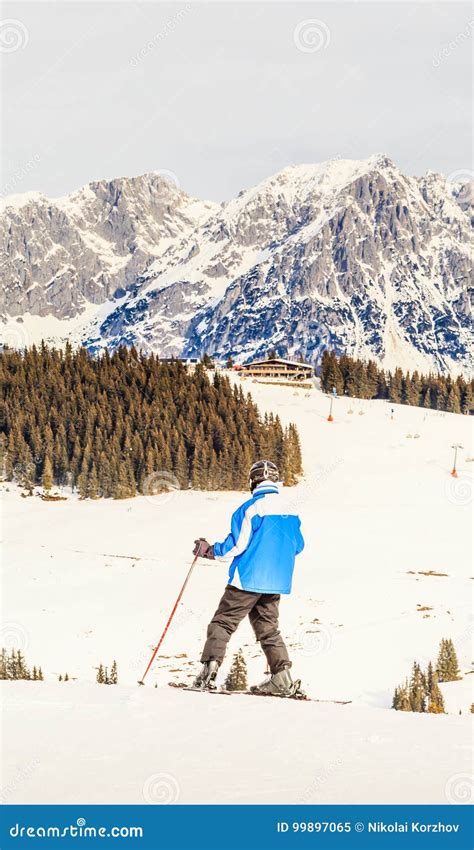 Skier on the Slopes of the Ski Resort Brixen Im Thale, Tyrol Editorial ...