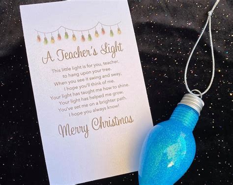 A Teachers Light Ornament Poem Etsy