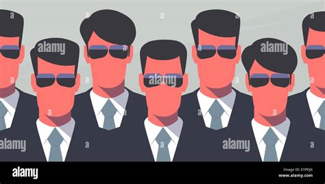 Group Of Bodyguards In Dark Suits And Dark Glasses Secret Service