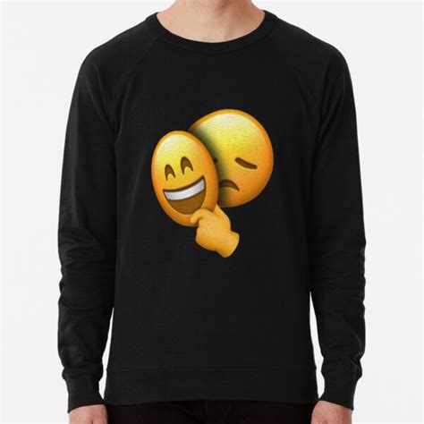 Emoji Sad Face Under Happy Mask Lightweight Sweatshirt For Sale By Hyperdeath Redbubble