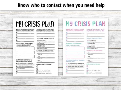 Crisis Plan Worksheet Mental Health Printable Dbt Sheet Etsy Dbt