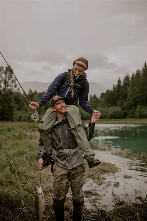 Couples fishing photo, engagement photos for fishing, waders, fishing poles | Inspo