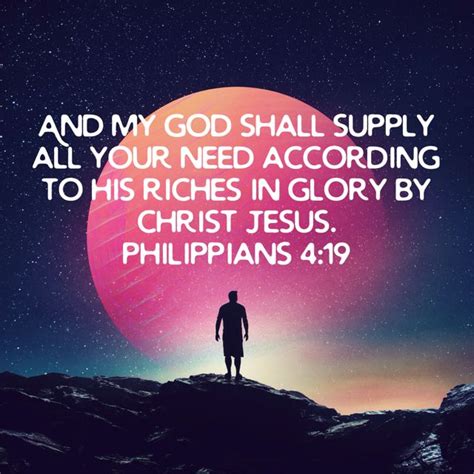 Philippians And My God Shall Supply All Your Need According To His