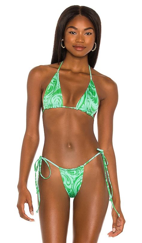 Buy Frankies Bikinis Tia Satin Bikini Topgreen Rainforest At Off