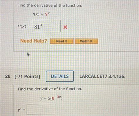 Solved Find The Derivative Of The Function F X X F X Chegg