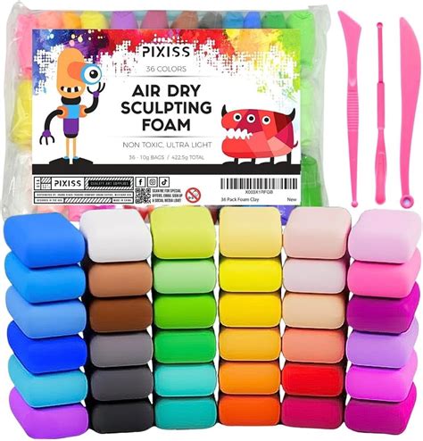 36 Color Air Dry Foam Clay For Sculpting And Cosplay Set Ultralight