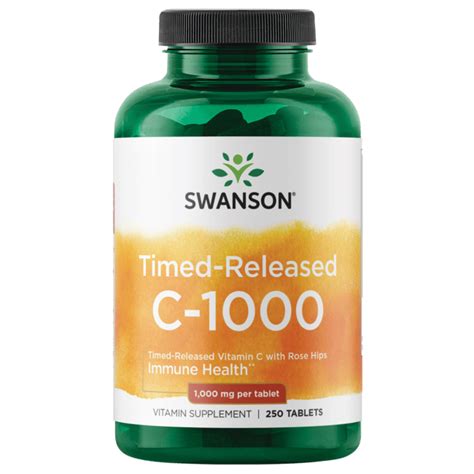 Swanson Premium Timed-Release Vitamin C w/Rose Hips 1,000 mg 250 Tabs ...