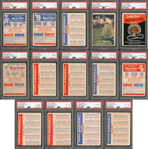 1957 Topps HIGH GRADE Checklist Contest Variation Lot Of 14 Cards All