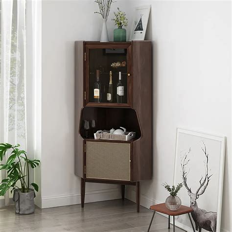 Mid Century Modern Corner Bar Cabinet | Two Birds Home