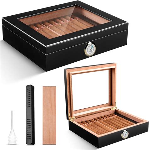 CIGARLOONG Cigar Humidor Spanish Cedar Desktop Box With Humidifier And