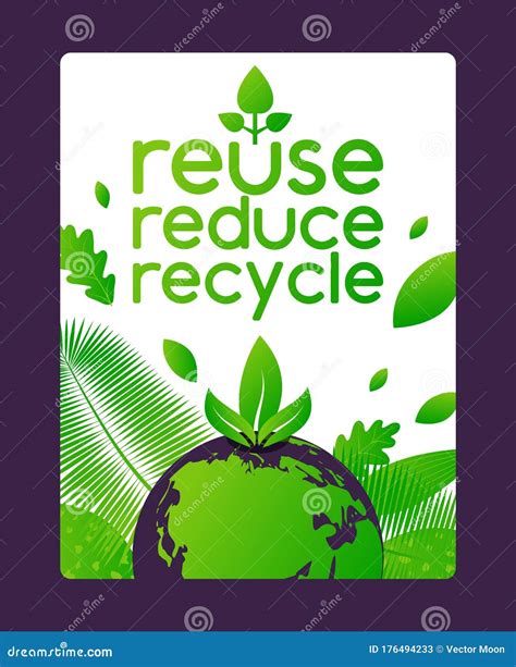 Reuse Reduce Recycle Banner For Eco Friendly Business Green Earth