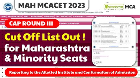 Mah Mca Cet Cut Off List For Maharashtra Minority Seats Of Cap