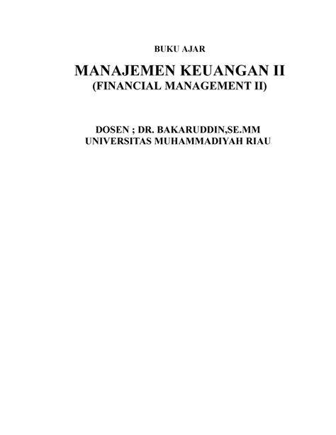 9f994 Modul Manajemen Keuangan 2 2 Buku Ajar Manajemen Keuangan Ii Financial Management Ii