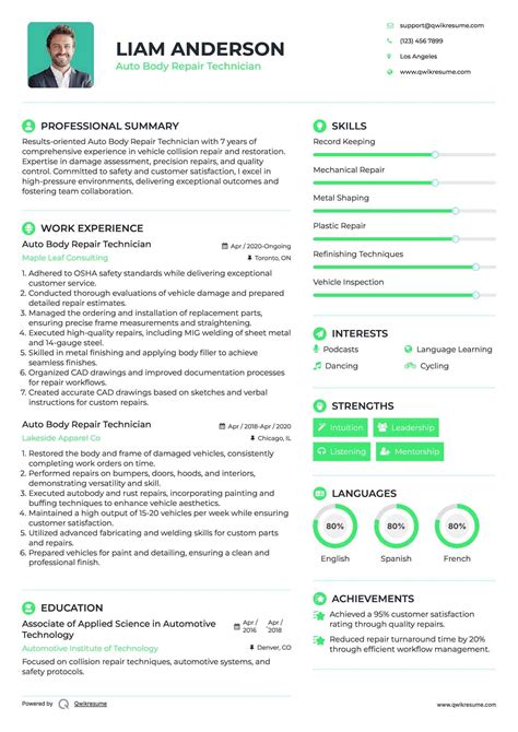 Auto Body Resume Sample